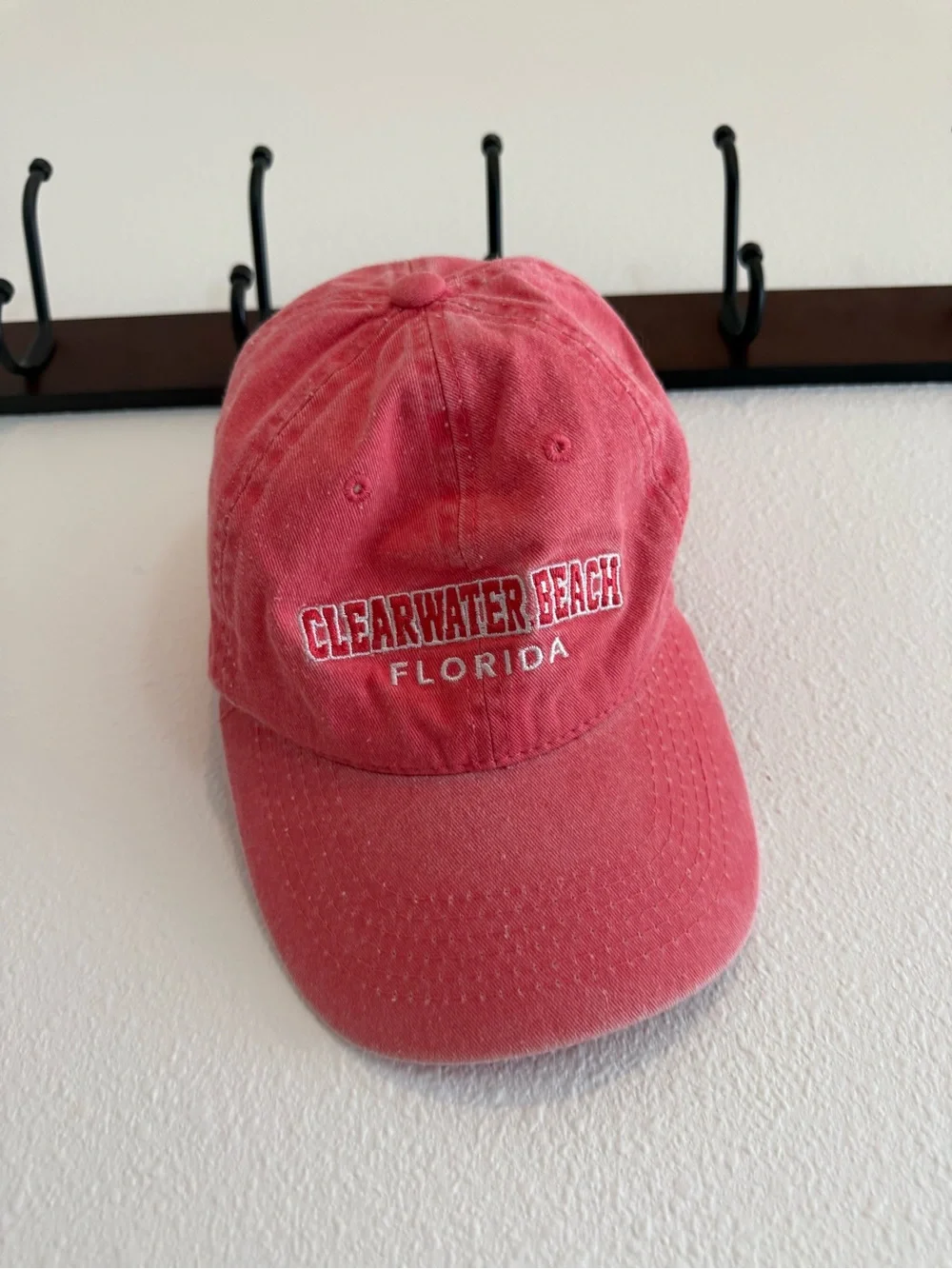 Vintage Clearwater Beach Florida Washed Pink Dad Hat Cap